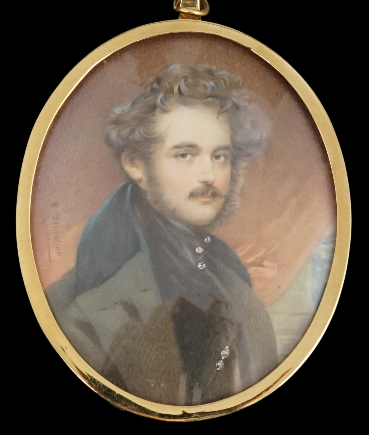 E. Scindler (19th C.), Portrait miniature of a bearded gentleman, watercolour on ivory, 8.2 x 6.8cm. CITES Submission reference 81QBHEBP